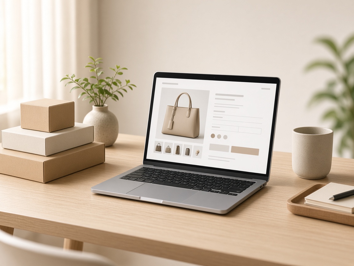 Clean product desk setup — the Shopify lane: simple, product-led selling